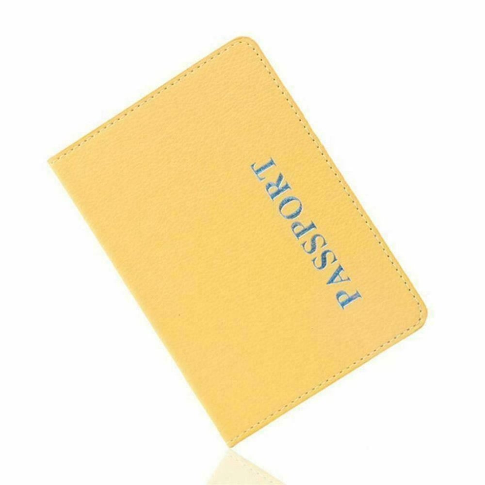 Leather Yellow Travel Passport Holder Card Cover Slim Case Thin Wallet Pouch
